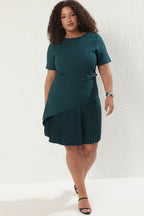 Emerald Green Short Sleeve Office Dress