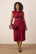 Burgundy Sleeveless Woven Midi Dress