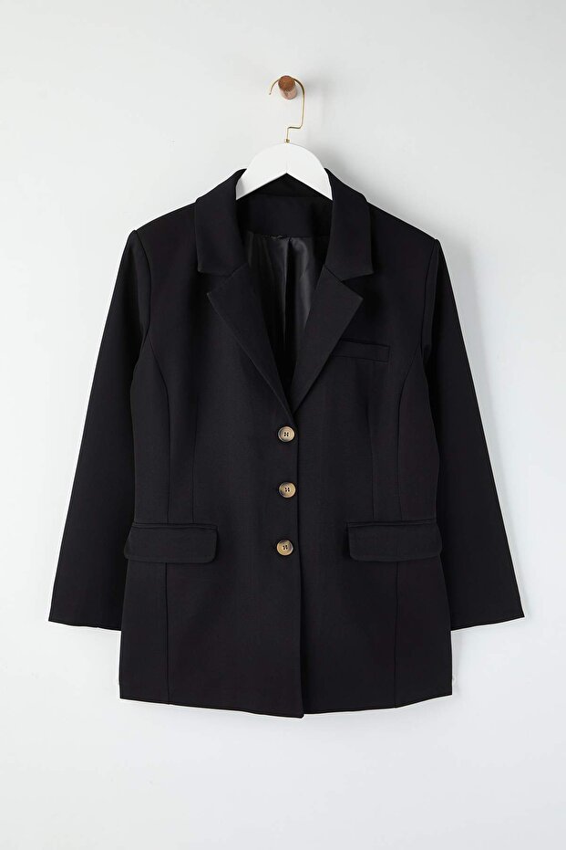 Black Plus Size Woven Jacket