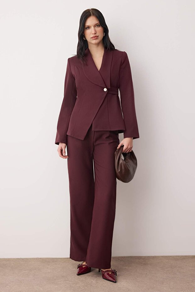 Plum Double-Breasted Blazer Set