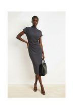 Charcoal Grey A-Line Midi Woven Dress