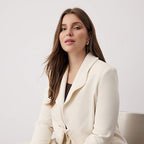 Off-white, tie-and-collar detailed woven jacket