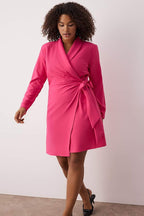 Fuchsia Straight Wrap Dress