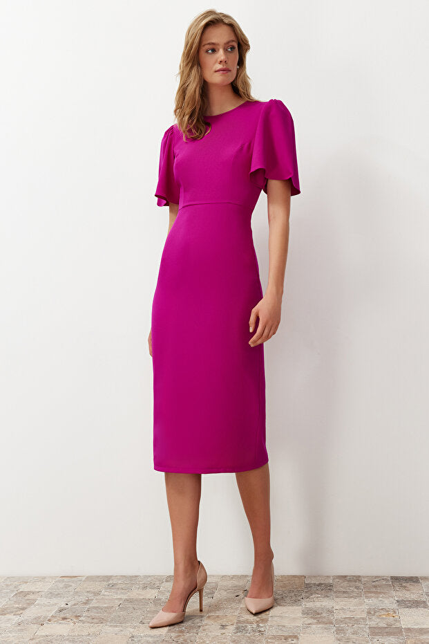 Fuchsia Flutter Sleeve Dress
