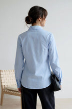 Striped Shawl Collar Detail Regular Fit Shirt