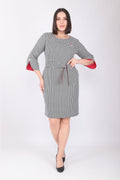 Plus Size Belted Check Office Dress