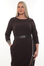 Belted Midi Dress with Zipper Detail