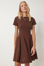 Brown Godeli Mini Woven Dress