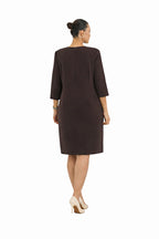 Shift Dress with 3/4 Sleeves & Necklace