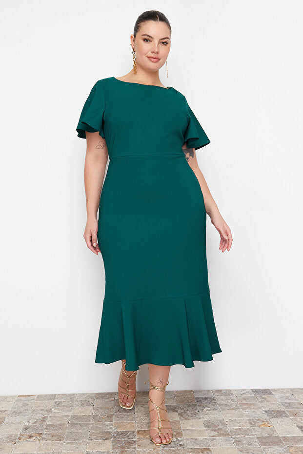 Dark Green Plus Size Office Dress