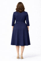 Wrap Neck Belted Midi Dress