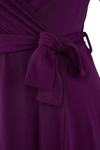 Purple Belted A-line Dress