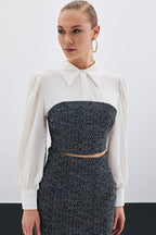 Premium Tweed Sax Blue Set