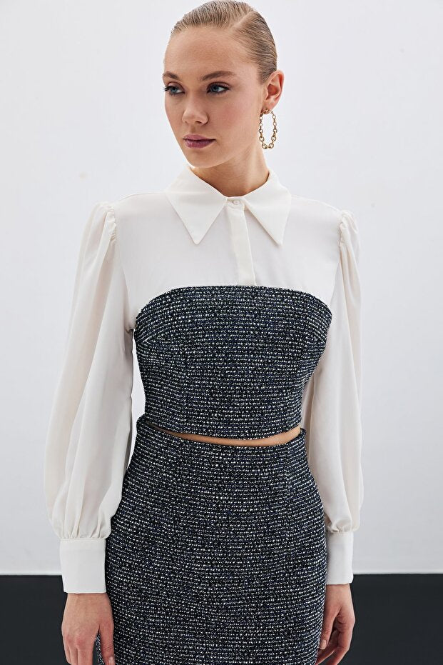 Premium Tweed Sax Blue Set