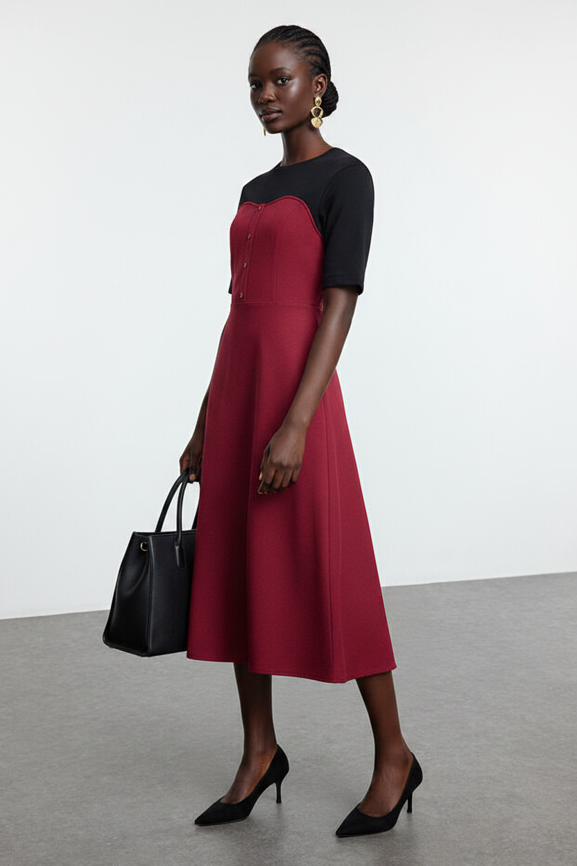 Color Block Midi Dress