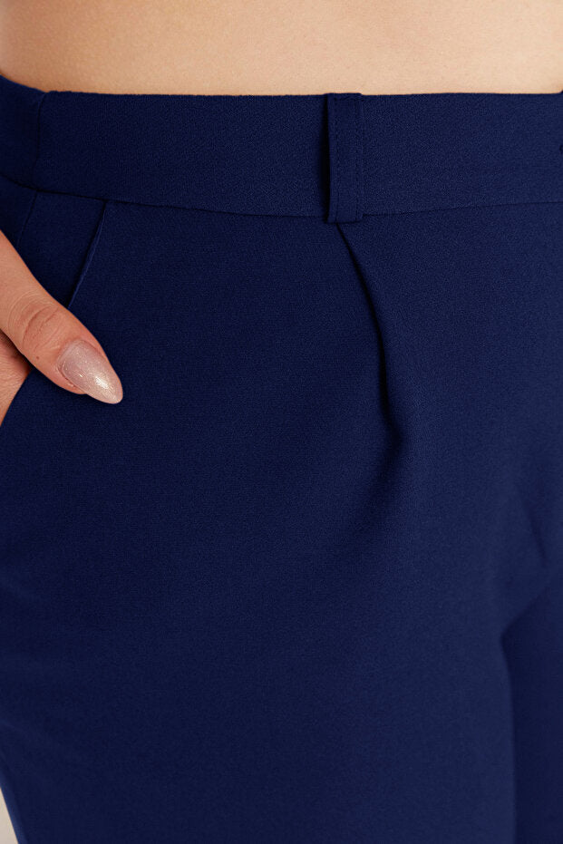 Navy Wide-Leg Trousers