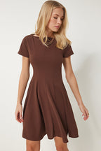Brown Godeli Mini Woven Dress