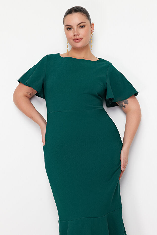 Dark Green Finike Woven Plus Size Dress