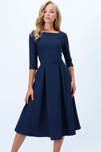 Double Pocket Midi Length Flared Dress