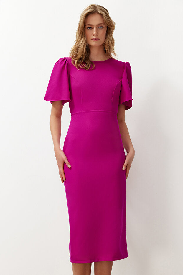 Fuchsia Flutter Sleeve Dress