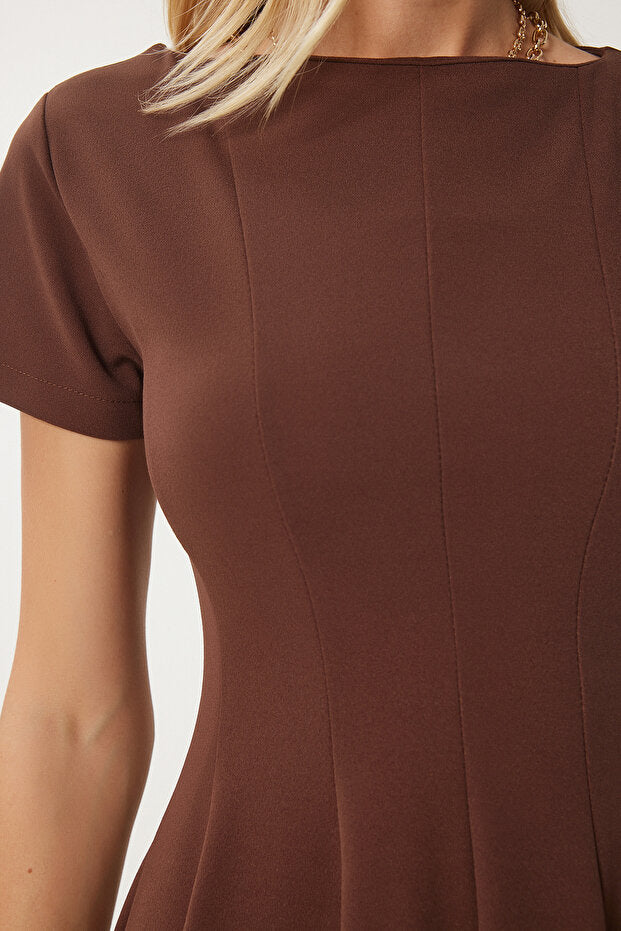 Brown Godeli Mini Woven Dress