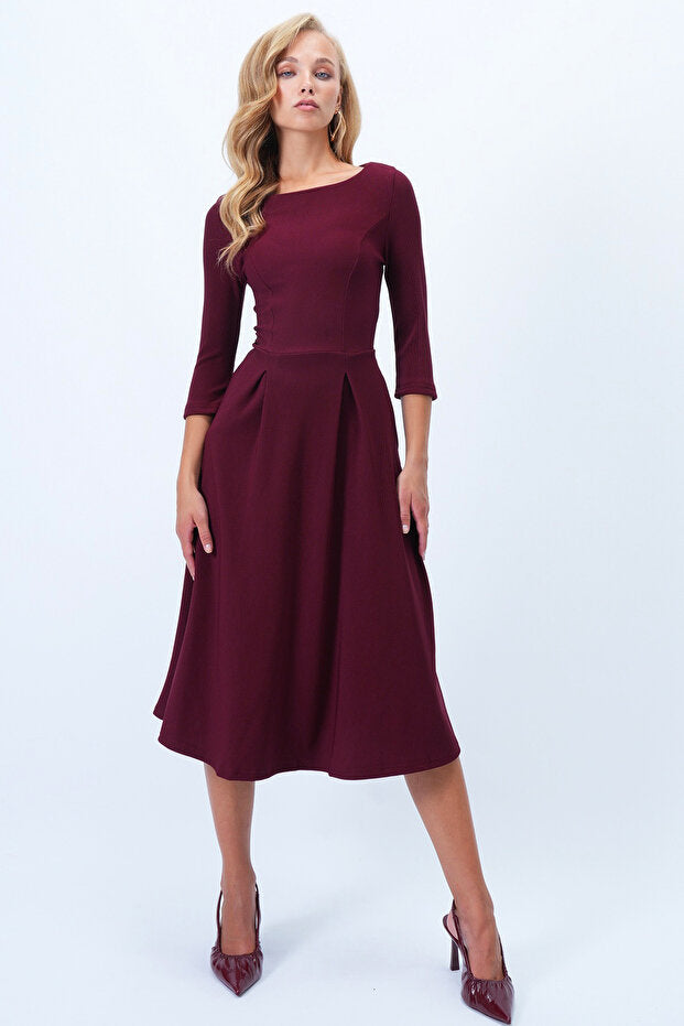 Double Pocket Midi Length Flared Dress