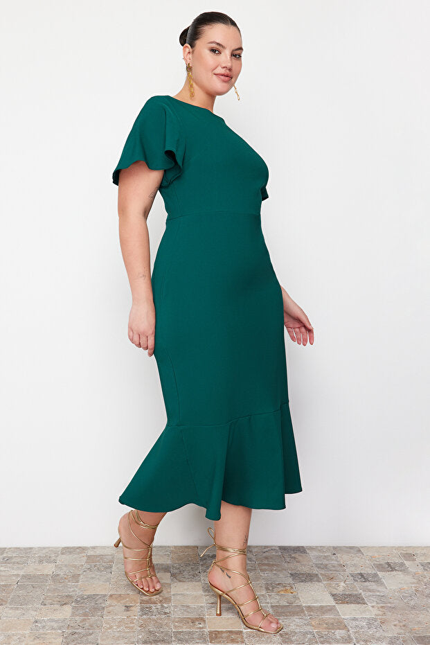 Dark Green Plus Size Office Dress