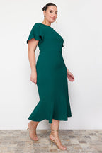 Dark Green Plus Size Office Dress