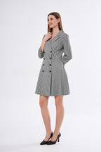 Houndstooth Double-Breasted Blazer Dress
