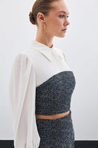 Premium Tweed Sax Blue Set