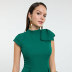 Green A-Line Pleated Woven Dress