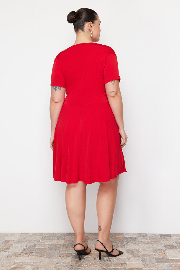 Plus Size Red Mini Knit Dress