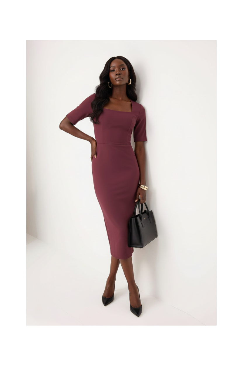 Plum Sleeveless Midi Woven Dress