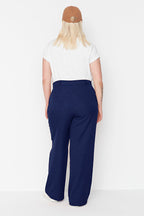Navy Wide-Leg Trousers