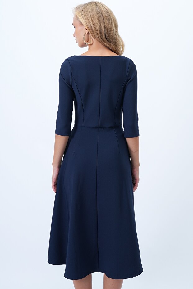 Double Pocket Midi Length Flared Dress