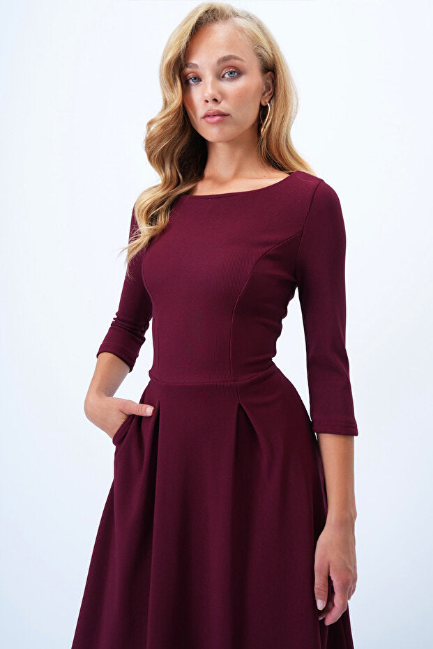 Double Pocket Midi Length Flared Dress
