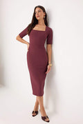 Plum Sleeveless Midi Woven Dress