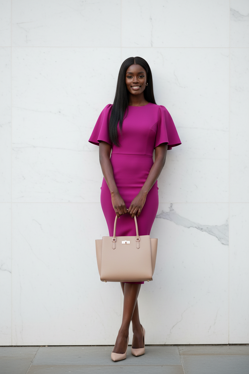 Fuchsia Flutter Sleeve Dress