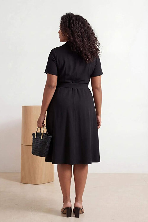 Belted Trench Midi Dress
