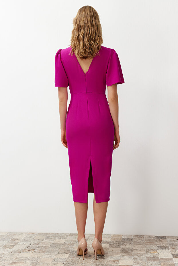 Fuchsia Flutter Sleeve Dress