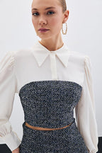 Premium Tweed Sax Blue Set