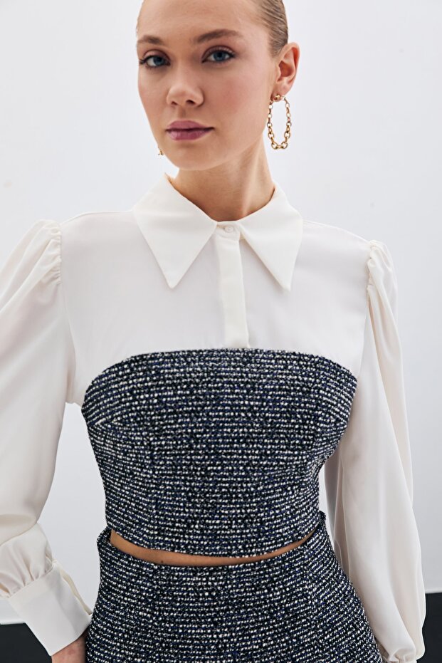 Premium Tweed Sax Blue Set