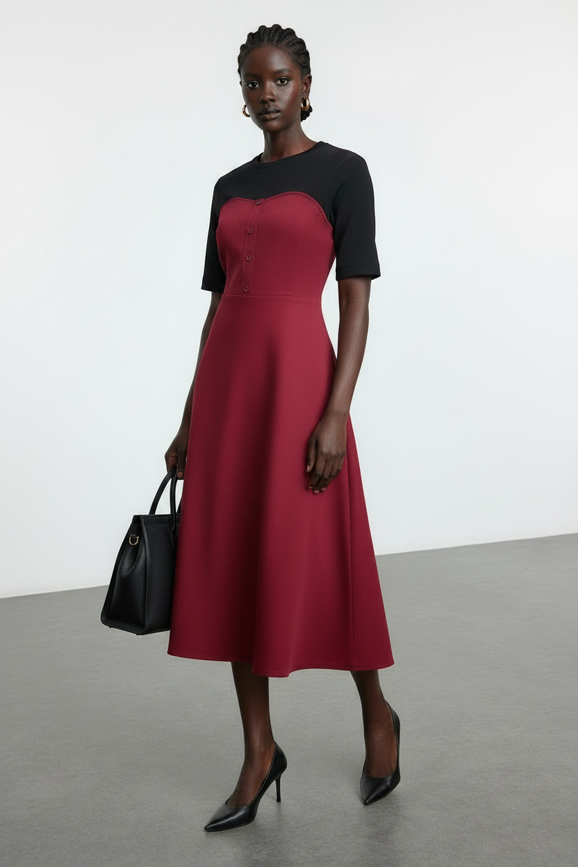 Color Block Midi Dress