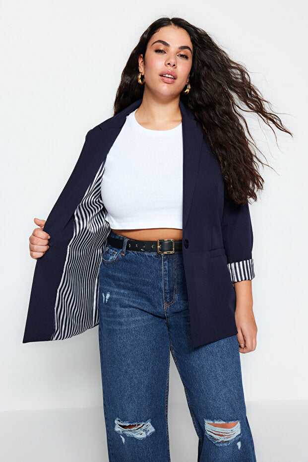 Navy Striped-Lining Blazer
