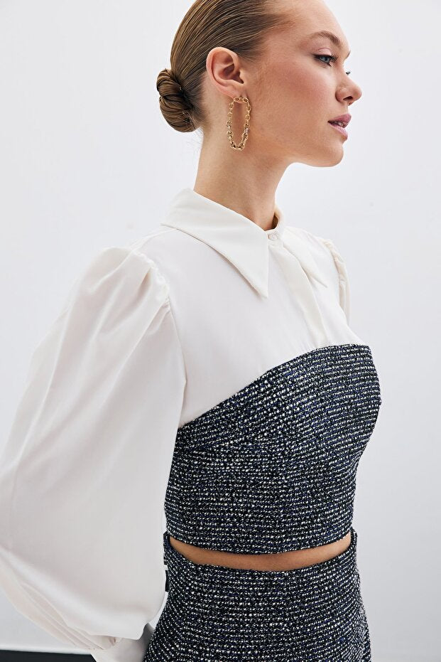 Premium Tweed Sax Blue Set