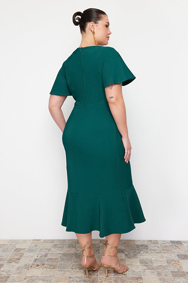 Dark Green Finike Woven Plus Size Dress