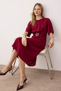 The Buckle Twist Midi Dress