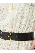 Pleated Long Sleeve Polka Dot Dress