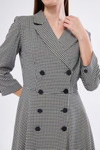 Houndstooth Double-Breasted Blazer Dress