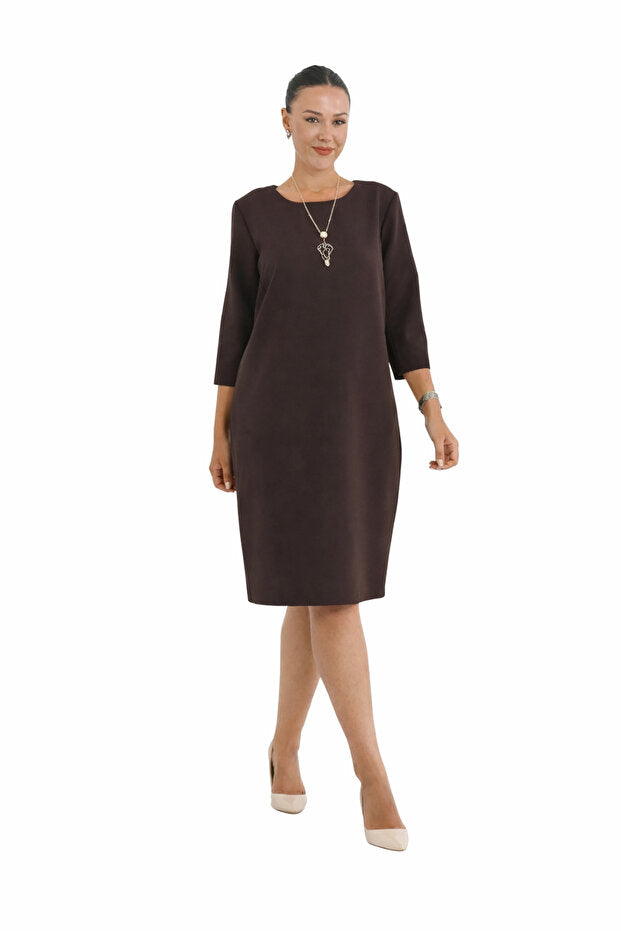 Shift Dress with 3/4 Sleeves & Necklace